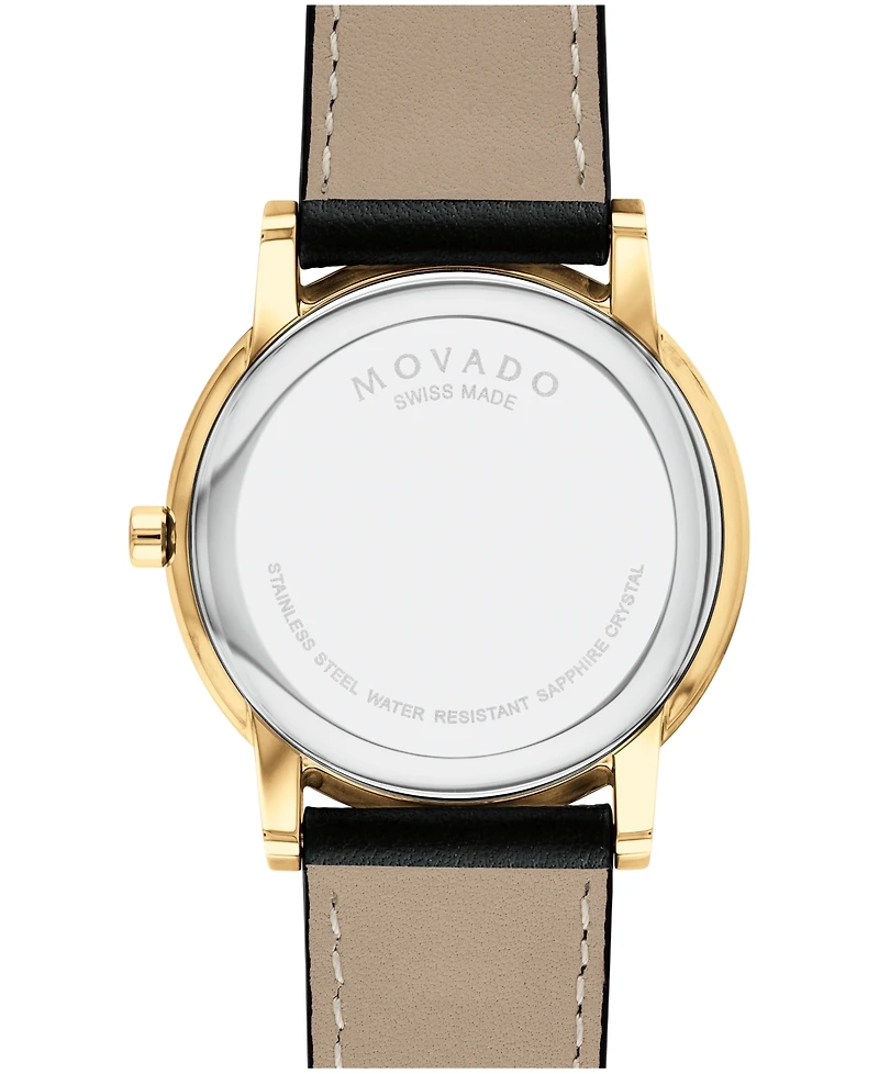 Movado Men's Museum Classic Swiss Quartz Black Leather Watch 40mm