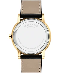 Movado Men's Museum Classic Swiss Quartz Black Leather Watch 40mm