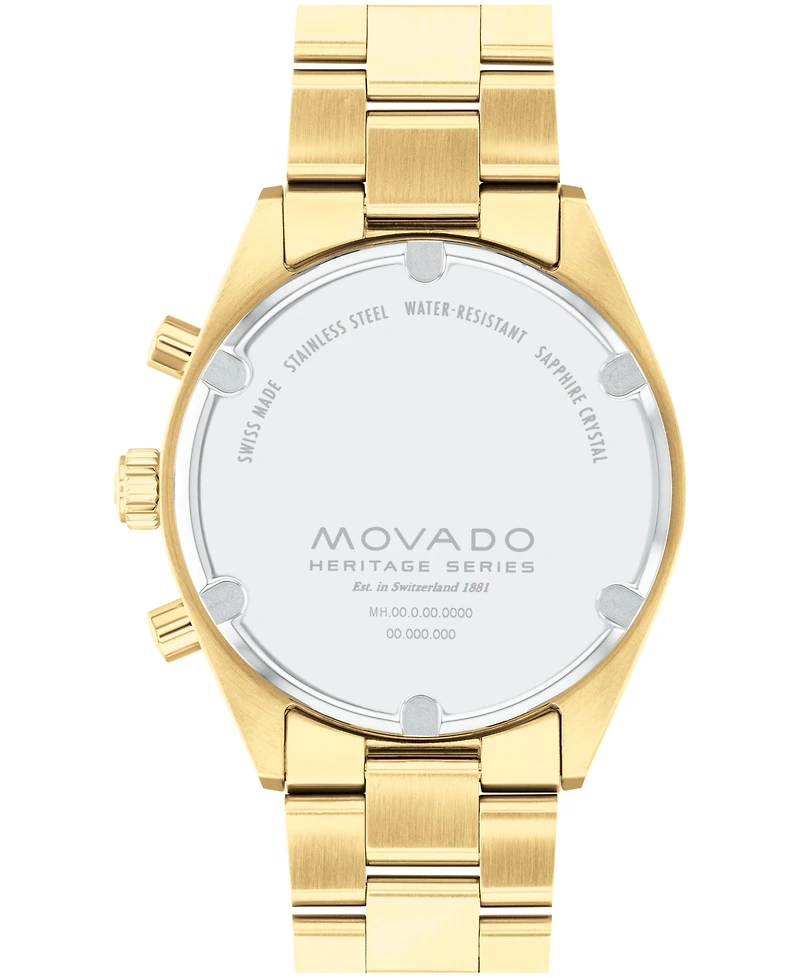 Movado Men's Datron Swiss Quartz Chrono Ionic Plated Gold Steel Watch 40mm