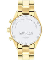 Movado Men's Datron Swiss Quartz Chrono Ionic Plated Gold Steel Watch 40mm
