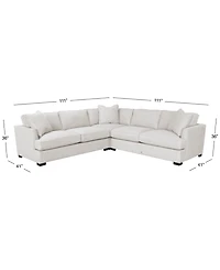 Nightford 111" 3-Pc. Fabric L Sectional, Created for Macy's