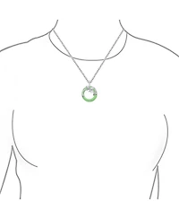 Bling Jewelry Asian Style Jade Dragon Pendant Necklace Sterling Silver 18 Inch Red & Green Disc