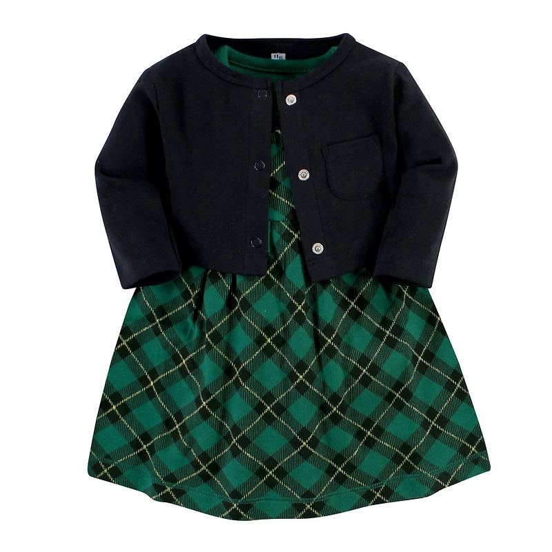 Hudson Baby Girls Comfortable Cotton Dress and Matching Cardigan Set