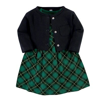 Hudson Baby Girls Comfortable Cotton Dress and Matching Cardigan Set