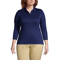 Lands' End Plus Supima Cotton 3/4 Sleeve Polo Shirt