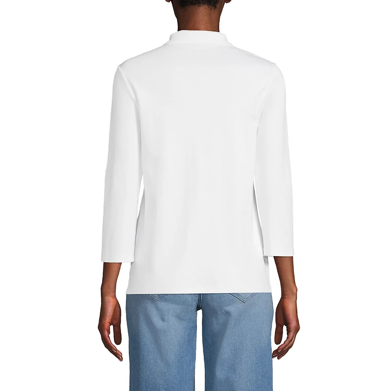 Lands' End Women's 3/4 Sleeve Supima Cotton Polo Shirt
