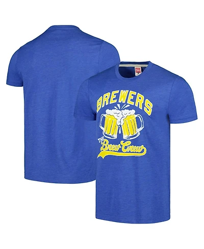 Men's Homage Royal Milwaukee Brewers Doddle Collection The Brew Crew Tri-Blend T-shirt