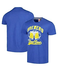 Men's Homage Royal Milwaukee Brewers Doddle Collection The Brew Crew Tri-Blend T-shirt
