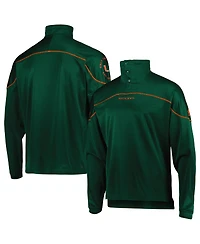 Men's adidas Green Miami Hurricanes Aeroready Knit Quarter-Snap Jacket