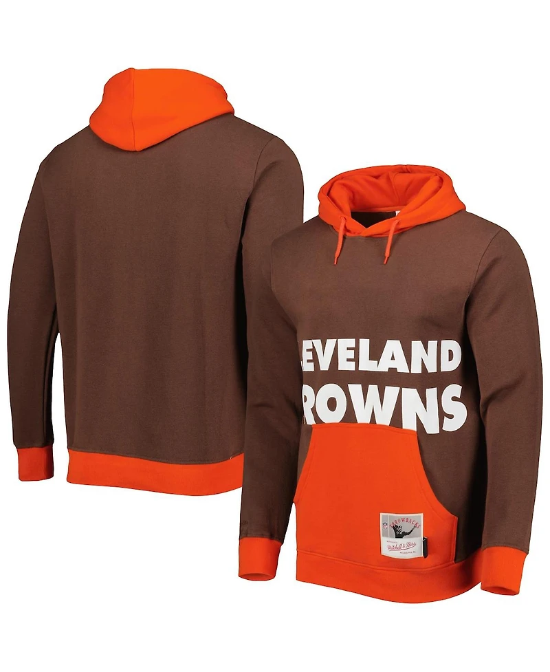 Men's Mitchell & Ness Brown Cleveland Browns Big Face 5.0 Pullover Hoodie
