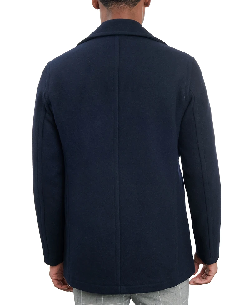 London Fog Men Double-Breasted Wool Blend Peacoat