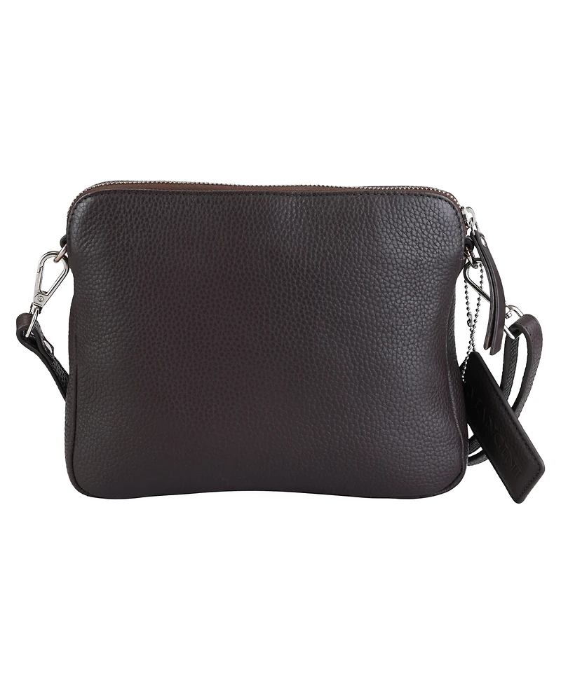 Mancini Pebbled Collection Valerie Leather Mini Crossbody Bag