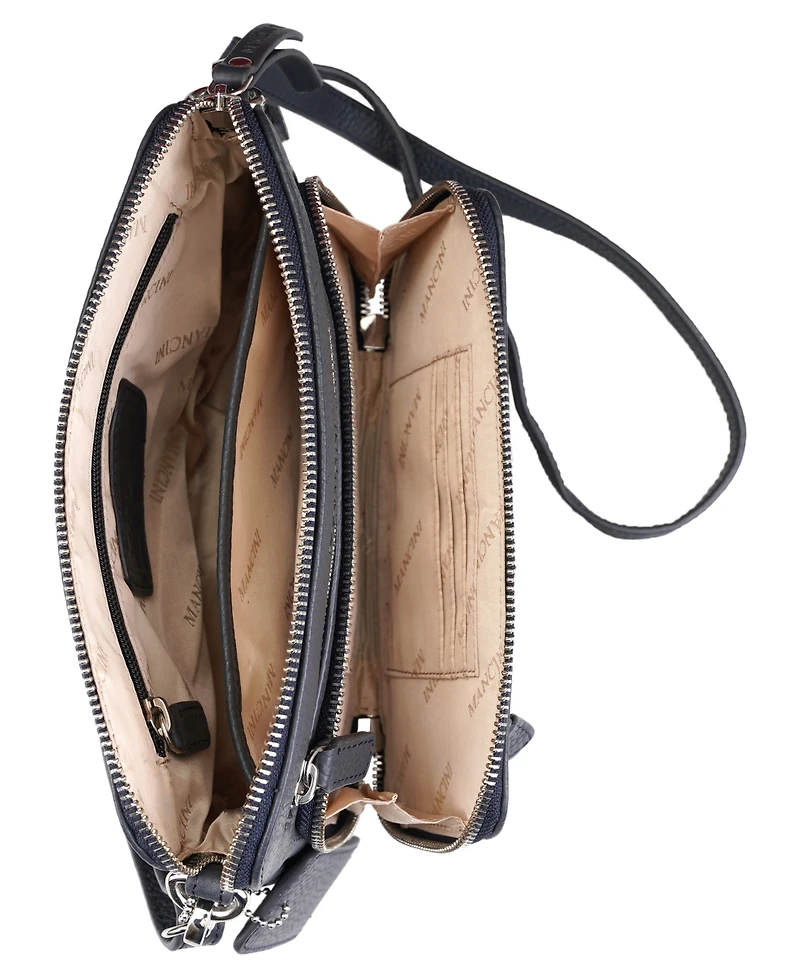 Mancini Pebbled Collection Valerie Leather Mini Crossbody Bag