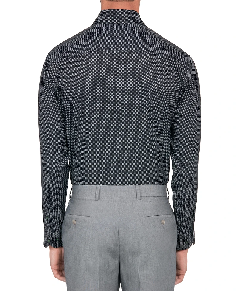 Society of Threads Men's Regular Fit Non-Iron Dot Print Performance Dress Shirt