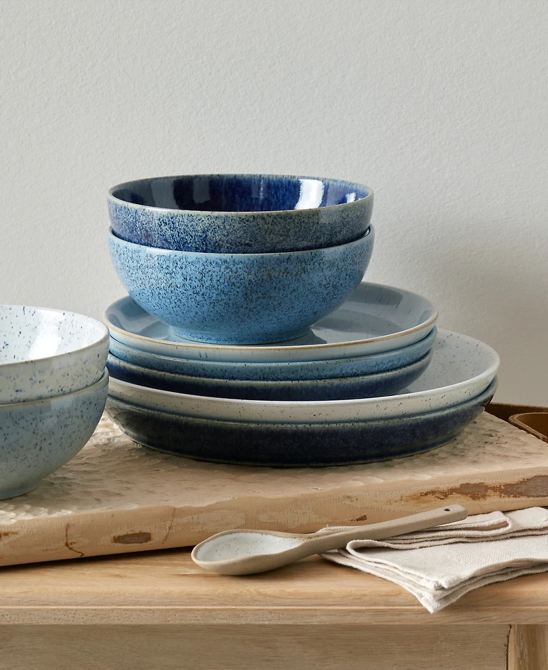 Denby Studio Blue Medium Coupe Plates, Set of 4