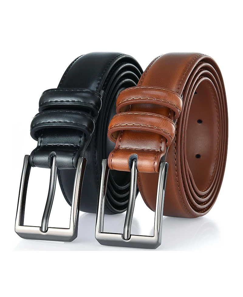 Gallery Seven Men's T-Back Traditional Leather Belt Pack of 2