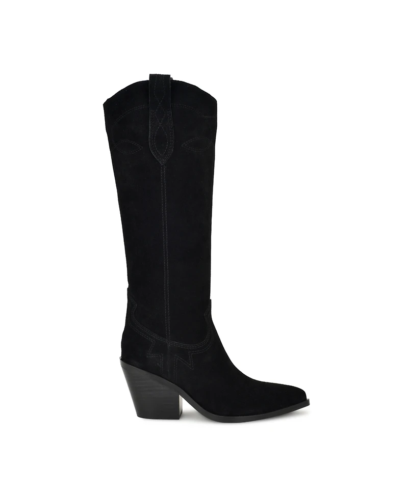Nine West Women's Smash Stacked Block Heel Cowboy Boots