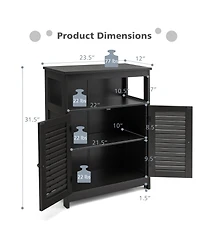 Bathroom Wood Storage Cabinet w/ Double Shutter Door