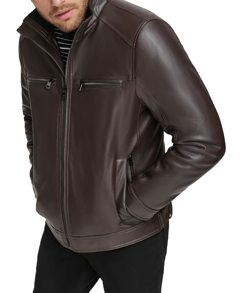 Calvin Klein Men's Faux Leather Moto Jacket, Created for Macy's