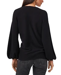 1.state Women's Rib-Knit Bubble Sleeve Long Sleeve Sweater