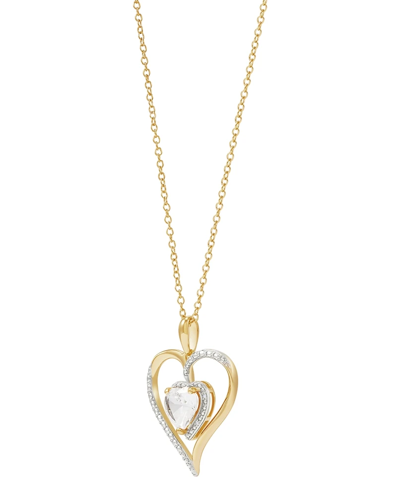Birthstone Gemstone & Diamond Accent Heart 18" Pendant Necklace 14k Gold-Plated Sterling Silver