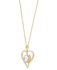 Birthstone Gemstone & Diamond Accent Heart 18" Pendant Necklace 14k Gold-Plated Sterling Silver