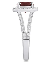 Macy's Garnet (2-1/2 ct. t.w.) and Diamond (1/2 Halo Ring 14K White Gold