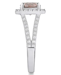 Macy's Morganite (1-7/8 ct. t.w.) and Diamond (1/2 Halo Ring 14K White Gold
