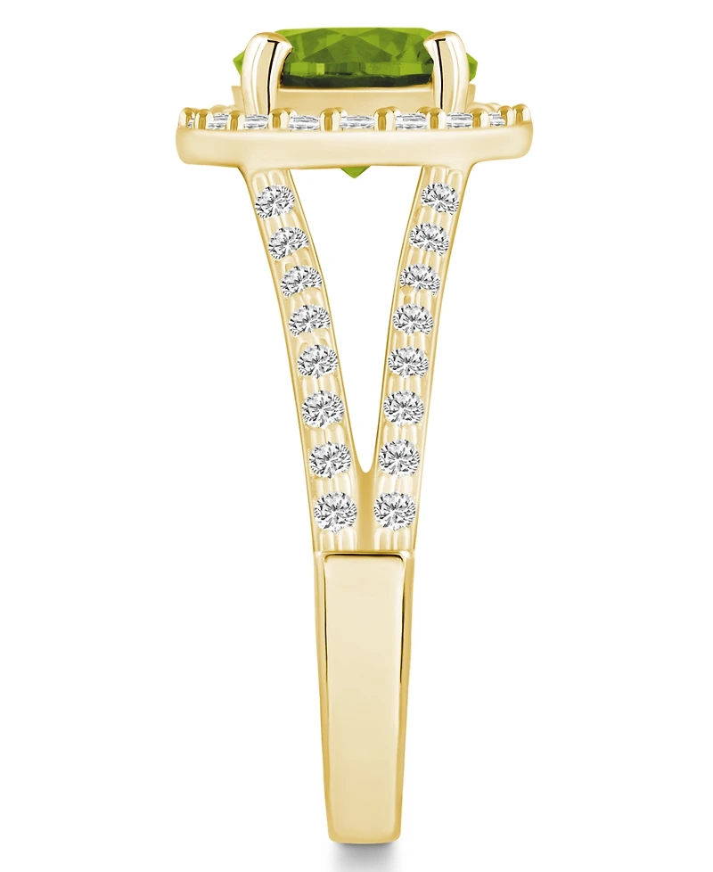 Macy's Peridot (2 ct. t.w.) and Diamond (1/2 Halo Ring 14K Yellow Gold