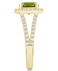 Macy's Peridot (2 ct. t.w.) and Diamond (1/2 Halo Ring 14K Yellow Gold