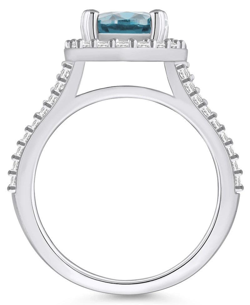Macy's Aquamarine (2-1/2 ct. t.w.) and Diamond (3/4 Halo Ring 14K White Gold
