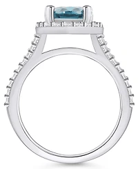 Macy's Aquamarine (2-1/2 ct. t.w.) and Diamond (3/4 Halo Ring 14K White Gold