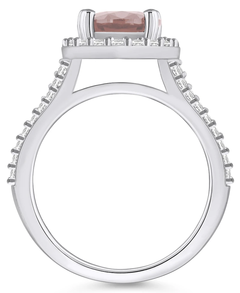Macy's Morganite (2-1/2 ct. t.w.) and Diamond (3/4 Halo Ring 14K White Gold