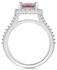 Macy's Morganite (2-1/2 ct. t.w.) and Diamond (3/4 Halo Ring 14K White Gold