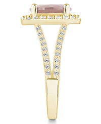 Macy's Morganite (2-1/2 ct. t.w.) and Diamond (3/4 Halo Ring 14K Yellow Gold