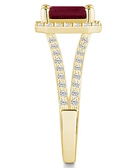 Macy's Garnet (2 ct. t.w.) and Diamond (1/2 Halo Ring 14K Yellow Gold