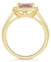 Macy's Morganite (2 ct. t.w.) and Diamond (1/4 Halo Ring 14K Yellow Gold