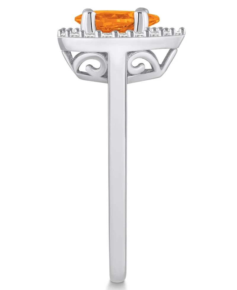 Macy's Citrine (7/8 ct. t.w.) and Diamond (1/5 Halo Ring 14K White Gold