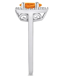 Macy's Citrine (7/8 ct. t.w.) and Diamond (1/5 Halo Ring 14K White Gold
