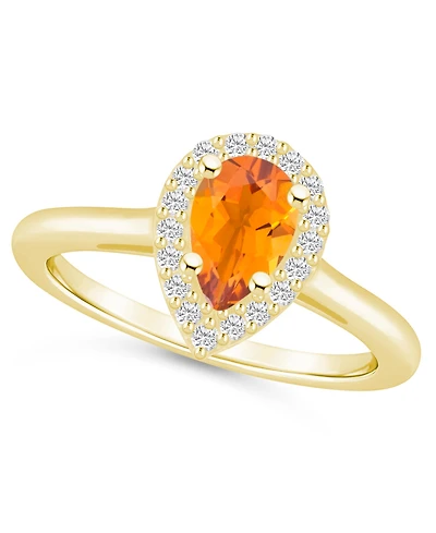 Macy's Citrine (7/8 ct. t.w.) and Diamond (1/5 Halo Ring 14K Yellow Gold