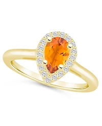 Macy's Citrine (7/8 ct. t.w.) and Diamond (1/5 Halo Ring 14K Yellow Gold