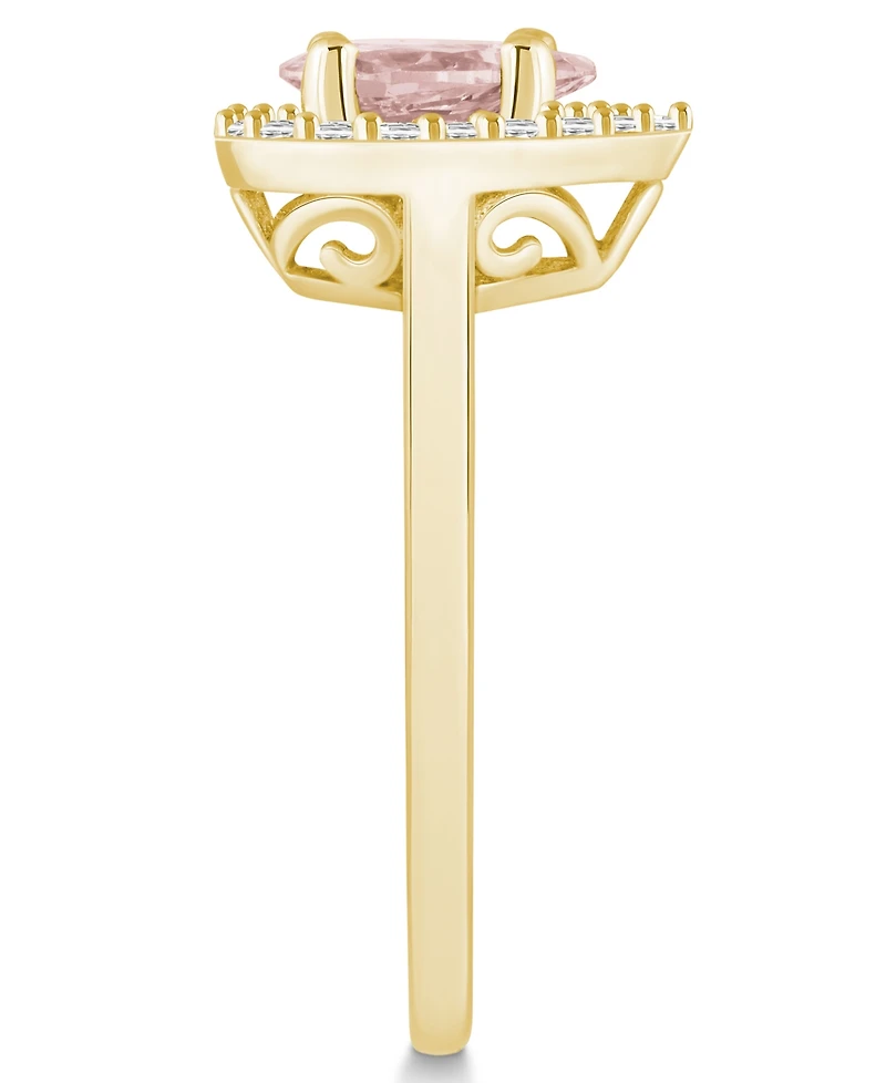 Macy's Morganite (1/2 ct. t.w.) and Diamond (1/5 Halo Ring 14K Yellow Gold