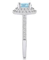 Macy's Aquamarine and Diamond Accent Halo Ring 14K White Gold