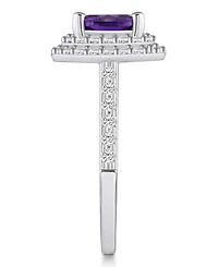 Macy's Amethyst and Diamond Accent Halo Ring 14K White Gold