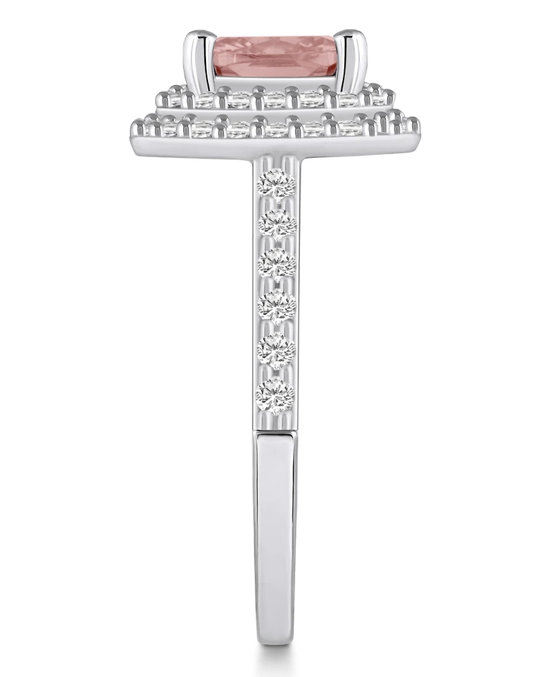 Macy's Morganite and Diamond Accent Halo Ring 14K White Gold