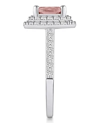 Macy's Morganite and Diamond Accent Halo Ring 14K White Gold