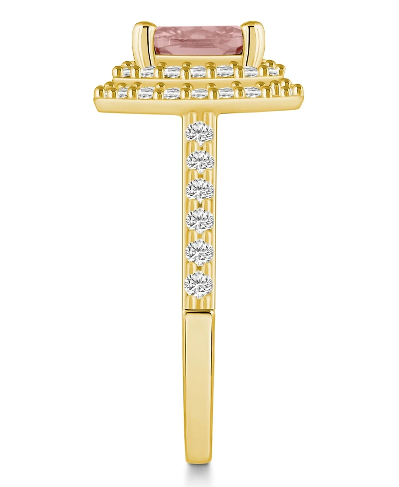 Macy's Morganite and Diamond Accent Halo Ring 14K Yellow Gold