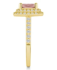 Macy's Morganite and Diamond Accent Halo Ring 14K Yellow Gold