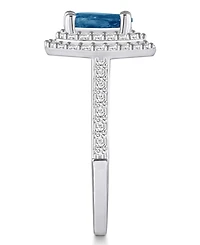 Macy's London Blue Topaz and Diamond Accent Halo Ring 14K White Gold