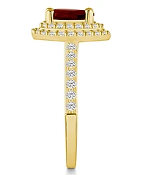 Macy's Garnet and Diamond Accent Halo Ring 14K Yellow Gold